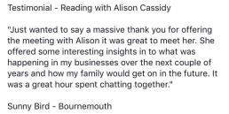 psychic-reading-testimonial-alison-cassidy-sunny-bird-bournemouth